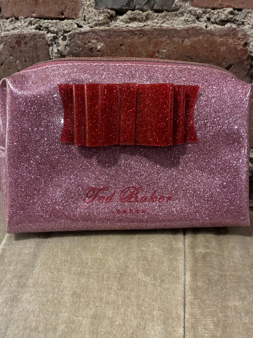 Ted Baker~ Pink Glitter Bow Pouch